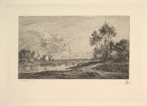 ポートモーリンのセーヌ川、1870年。 作： Charles Francois Daubigny