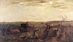 ブルゴーニュのワイン収穫、1863 作： Charles Francois Daubigny