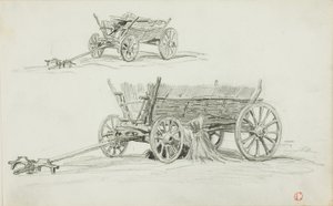 牛車の 2 つのスケッチ