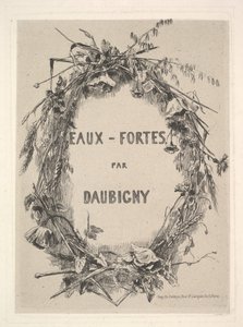 野生の花の花輪、オービフォルテドービニーのタイトル、1850年。 作： Charles Francois Daubigny