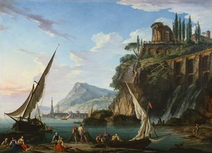 シビュラ神殿のある海岸の風景、チボリ (絵画) 作： Charles Francois Lacroix de Marseille