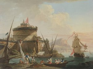 日没時のハーバーシーン 作： Charles Francois Lacroix de Marseille