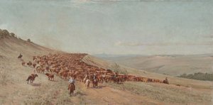群れを運転する、1904年 作： Charles Franklin Reaugh