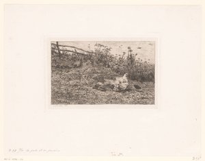 キップはクイケンを置きます めんどりとひよこ 作： Charles François Daubigny (attributed to)