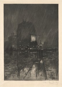 雨の夜、マディソン スクエア 作： Charles Frederick William Mielatz