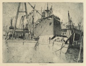 チェルシー ドック、船に積み込む、1907 年。 作： Charles Frederick William Mielatz