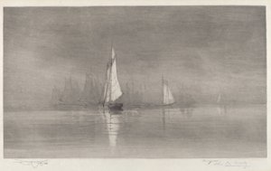 帆船のある無題の港の情景、c. 1900年。 作： Charles Frederick William Mielatz