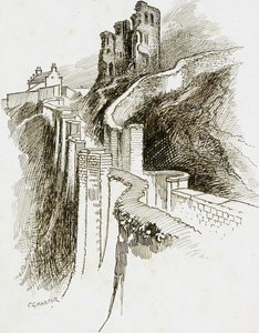 スカボロー城、ノース ヨークシャー 作： Charles George Harper
