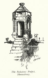 シュルーズベリー、レフェクトリー説教壇（リトグラフ） 作： Charles George Harper