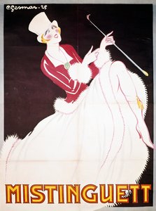 シャルル・ゲスマー（1900-1928）が描いたイラスト入りポスター「ミストングレット」（1872-1956）、フランス、20世紀 作： Charles Gesmar