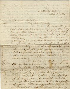 1861年8月2日、アトランティック・シティのC.ギブソン［Charles Gibson］に署名した手紙をギャンブル知事［Hamilton R. Gamble］に送る。 作： Charles Gibson
