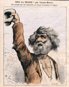 Le Don Quixote "の表紙、色彩による風刺。Vive la France - Amnesty, patriation - イラスト：Charles Gilbert-Martin (1839-1905) 作： Charles Gilbert Martin