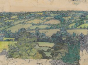 Applehayes, n. 1912 (kynä, värikynä, kynä ja sininen muste paperille) 作： Charles Ginner