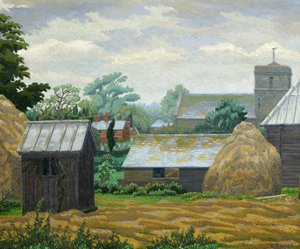 チャーチ ファーム、シプリー (キャンバスに油彩) 作： Charles Ginner