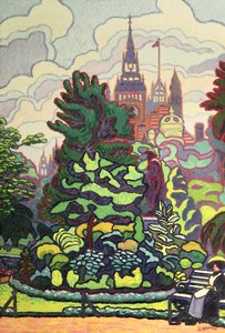 ビクトリア堤防沿いの庭園 作： Charles Ginner