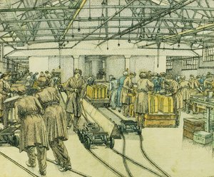充填工場、ヘレフォード 作： Charles Ginner