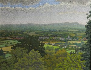 マルバーンヒルズ、ウスターシャー（キャンバスに油彩） 作： Charles Ginner
