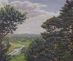 ソールズベリー近くのエイヴォン川（キャンバスに油彩） 作： Charles Ginner