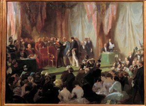 レジオンドール勲章を授与されるナポレオン3世大統領 ジャン＝バティスト・プルボスト（大工） 1850年6月9日 サンカンタンにて セバスチャン・ジロー（1819-1892）による絵画 19世紀 コンピエーニュ城博物館にて 作： Charles Giraud