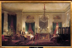 マチルド・レティツィア・ボナパルト王女(1820-1904)のサロン、クーセル通り セバスチャン・シャルル・ジロー(1819-1892)の絵画 1859年 日。0,63x1 m. Compiegne, musee du chateau - Princess Mathilde Letizia Bonaparte (1820-1904)の邸宅内、Rue 作： Charles Giraud