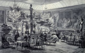 シャルル・ジロー（1819-1892）によるグレーインクとグワッシュのドローイング「マチルド姫の冬の庭