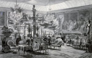 マチルド姫の冬の庭」シャルル・ジロー（1819-1892）によるグワッシュとインクのドローイング