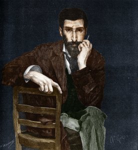 フランスの探検家Pierre Savorgnan of Brazza (1852-1905)の肖像。 作： Charles Giron