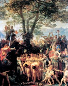 ヘルベティア人はローマ人にヨークの下を通過させる、1858年。 作： Charles Gleyre