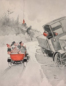 イワシの缶詰と皮肉なトラック運転手、Chas Grave (1886-1944) による The Tatler の漫画、No 1406、6 月 6 日 作： Charles Grave