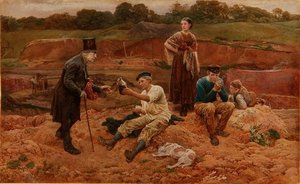 In The Brickfield（鉛筆の上に水彩を重ね、紙に白で盛り上げたもの） 作： Charles Green