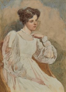 若い女の子のスケッチ 作： Charles Green