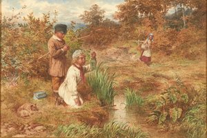 イトヨ漁師（水彩） 作： Charles Green