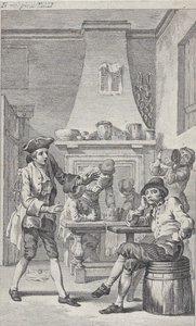 Tobias Smollett の Roderick Random の口絵、1748 年。 作： Charles Grignion