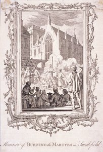 プロテスタントがスミスフィールドで焼かれているシーン、16 世紀、c1760。 作： Charles Grignion
