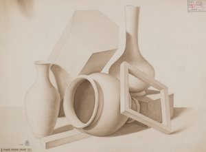 研究[花瓶、正方形と六角形]、1881年頃（ウォッシュドローイング）