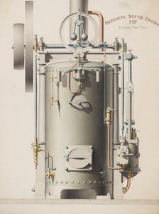 垂直蒸気機関、5馬力 (水彩) 作： Charles Gustav Louis Phillips