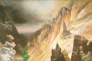 イエローストーン川のグランドキャニオン、ロワーフォールズ、1886年 作： Charles H. Chapin