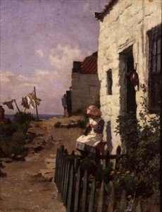 コテージのドアで 作： Charles Haigh Wood