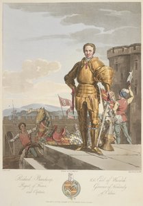 リチャード・ボーシャン (1381-1439) ワーウィック伯爵、アノ 1439 年、サミュエル・ラッシュ・メイリック卿と C.H. スミス、1815年出版（カラー 作： Charles Hamilton (after) Smith