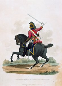 Colnaghi und Co. 1812-15によって発行されたJCスタドラーによって刻まれた「最後の規則1812によると、大英帝国の陸軍の衣装」からの第3のプライベートまたはキング自身のドラグーン 作： Charles Hamilton Smith