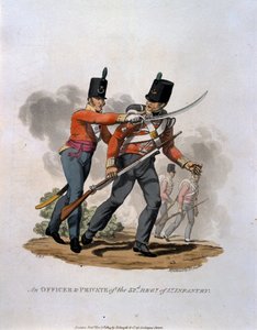 Colnaghによって出版されたJC Stadlerによって刻まれた「1812年の最後の規則によると、大英帝国の陸軍の衣装」からの第53軽歩兵連隊の士官および私立