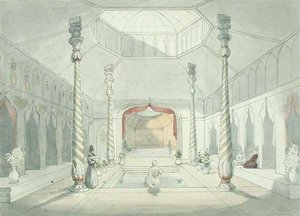 ケルマンシャーのペルシャ風呂の内部（水彩・紙） 作： Charles Hamilton Smith