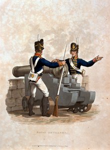 JC Stadlerによって刻まれた「大英帝国のコスチューム、最後の規則1812による」王立大砲、Colnaghi und Co. 1812-15から出版（アクアチント色） 作： Charles Hamilton Smith