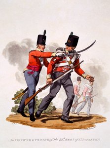 役員の制服と第52 regtの非公開ジョセフコンスタンティンスタッドラー（fl.1780-1812）、1812-15（手塗りのアクアチント）が刻まれた軽歩兵