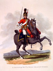 ジョセフコンスタンティンスタドラー（fl.1780-1812）、1812-15（手彩色のアクアチント）によって刻まれた、第1またはキングのドラグーンガードの私服