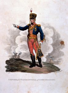 Colnaghi und Co. 1812-15によって発行されたJCスタドラーによって刻まれた「最後の規則1812によると、大英帝国軍の衣装」からの軽竜騎士団の制服 作： Charles Hamilton Smith