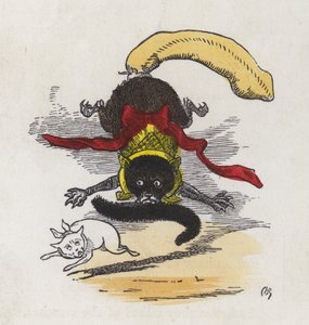 2匹の猫の喧嘩（彩色済み彫刻 作： Charles Henry (after) Bennett