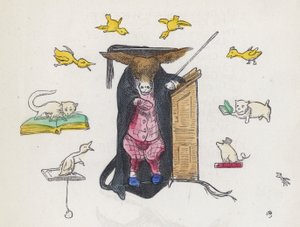 スクールティーチャー用のロバ（彩色彫刻 作： Charles Henry (after) Bennett