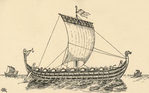 1931年にバイユーのタペストリーを基にしたノーマン船 作： Charles Henry Bourne Quennell