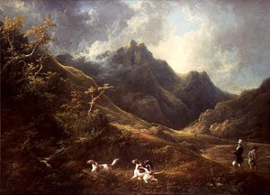 犬の撮影（油彩・キャンバス 作： Charles Henry Schwanfelder